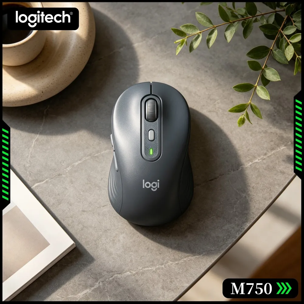 Silent M750 Bluetooth Mouse - Recycled Build, Custom Shortcuts, 4000 DPI, 10M Range, 24-Month Battery, PC Compatible