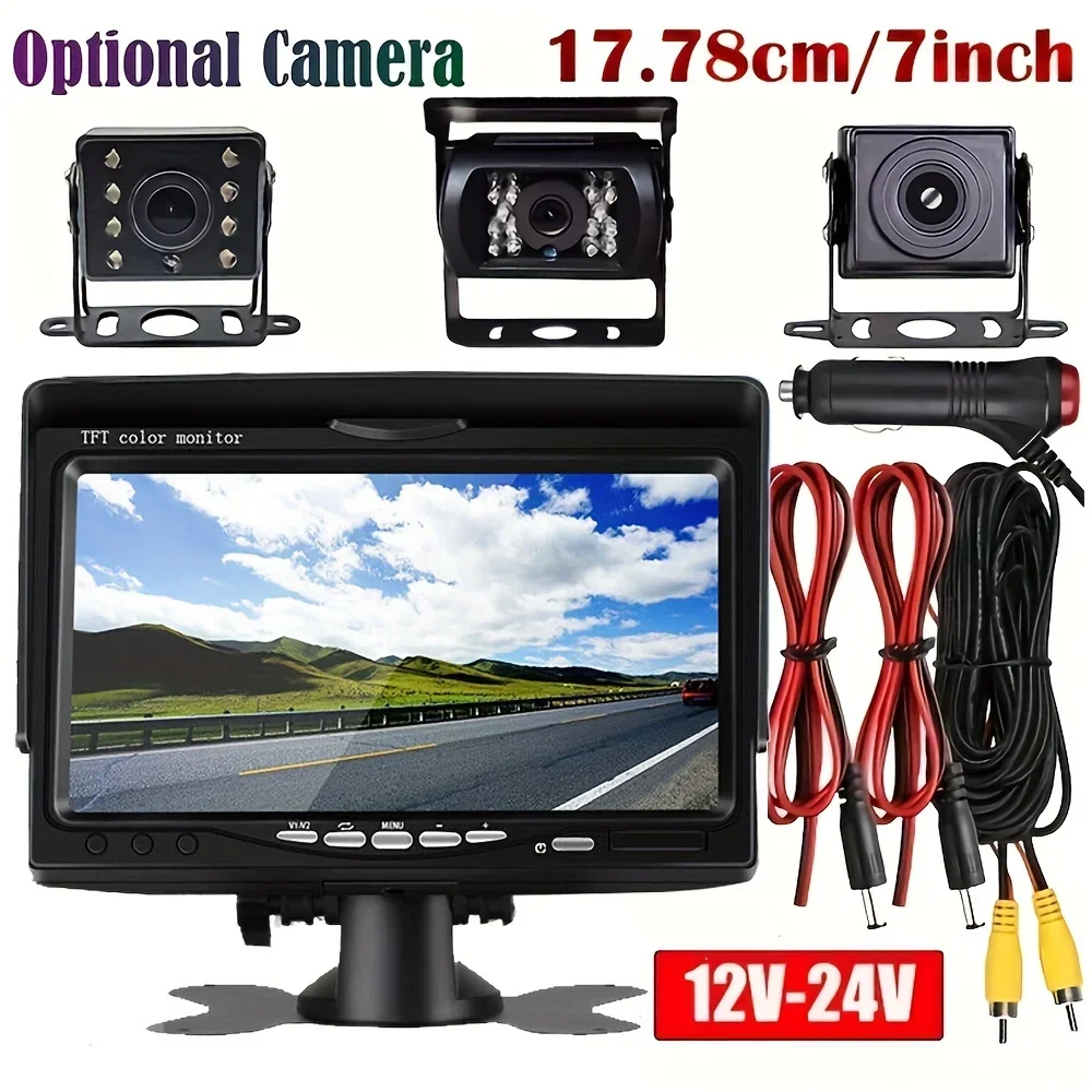 

7inch Monitor Backup Camera 12V-24V LED Rear View Truck Camera HD Display Parking Reverse System Set, For Pickup Van RV
