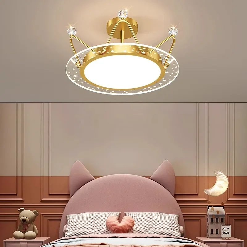 

Crown bedroom lights are simple and modern, creative and warm and full of stars, children's room lights, boys' and girls' room c
