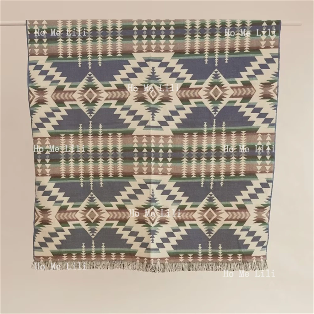 Reversible Aztec Throw Blanket Native Design Southwestern Blanket Boho Large Navajo Blanket