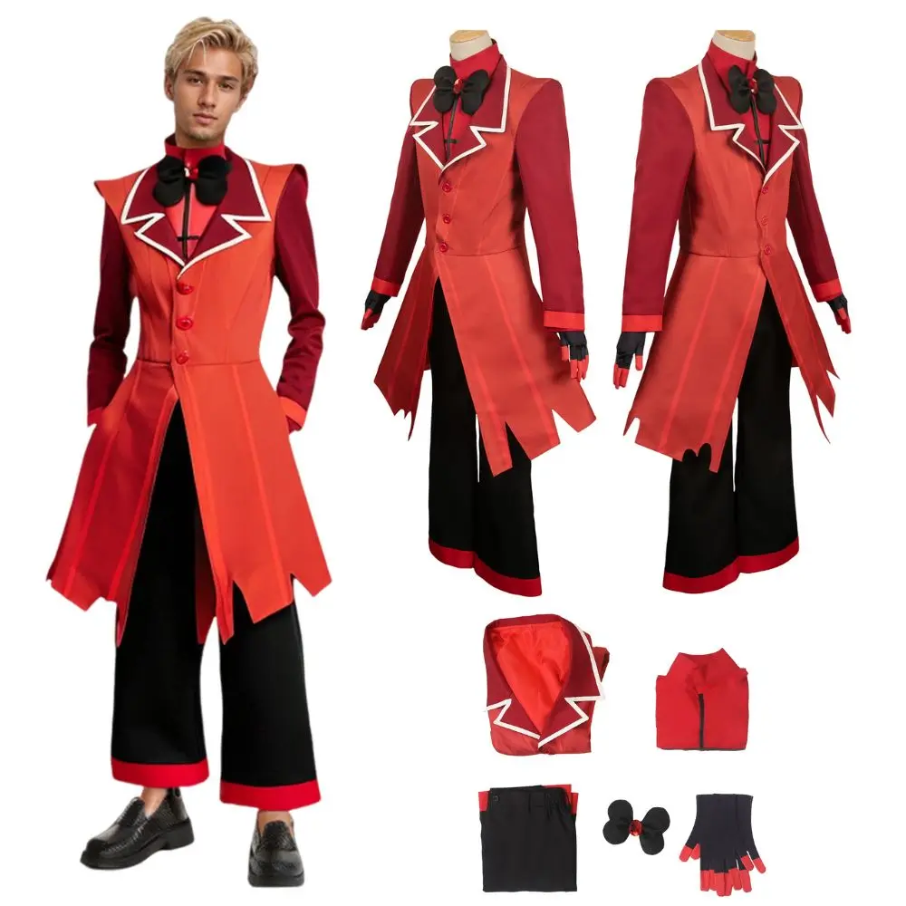 Alastor Cosplay Cartoon Anime Hotel Fantasia Costume Adult Women Uniform Jacket Pants Fantasia Outfit Halloween Carnival Suit