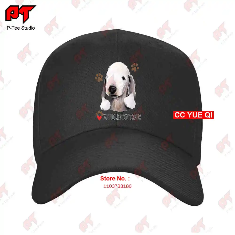 I Love My Bedlington Terrier Dog With Paw Baseball Caps Truck Cap HEUY