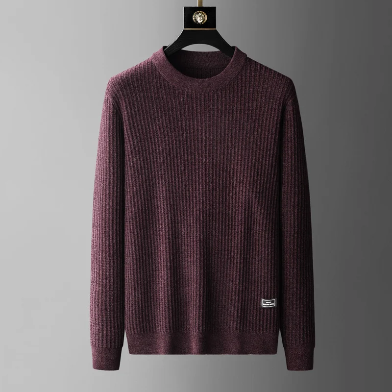 quality solid color thickened warm High wool sweater men's round neck autumn and winter 2023 trendy Korean casual men's sweater