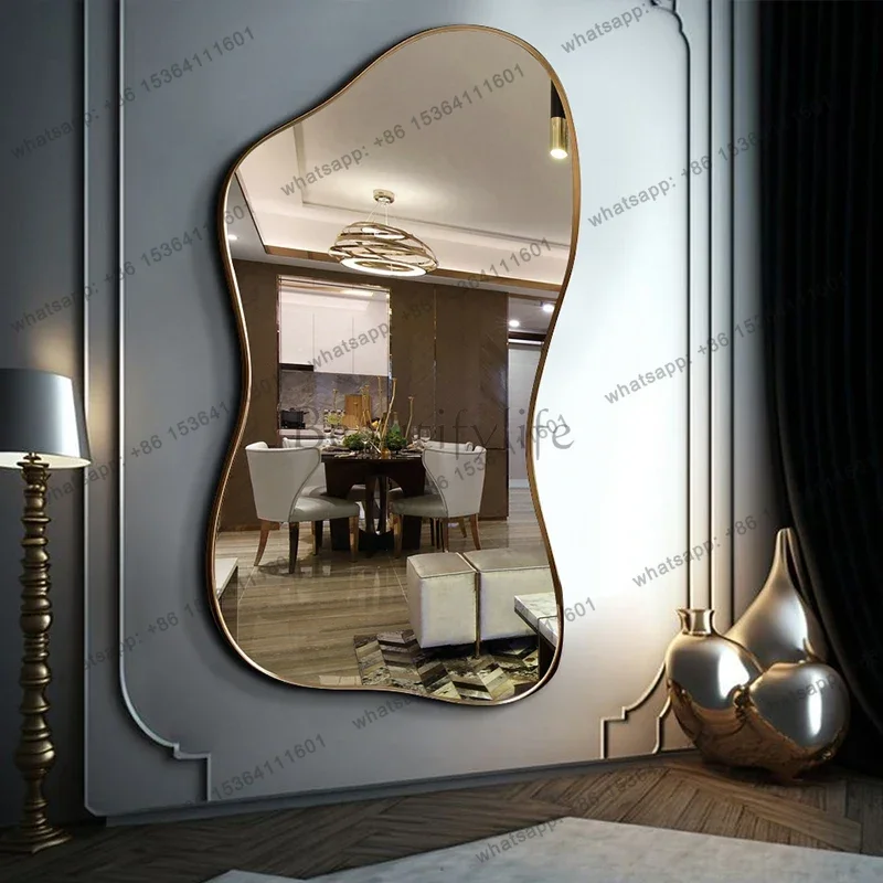 LSWall Design Display Standing Creative Mirror Bedroom Cool Espejo Cuerpo Entero Decoration Accessories Nordic Irregular Mirror