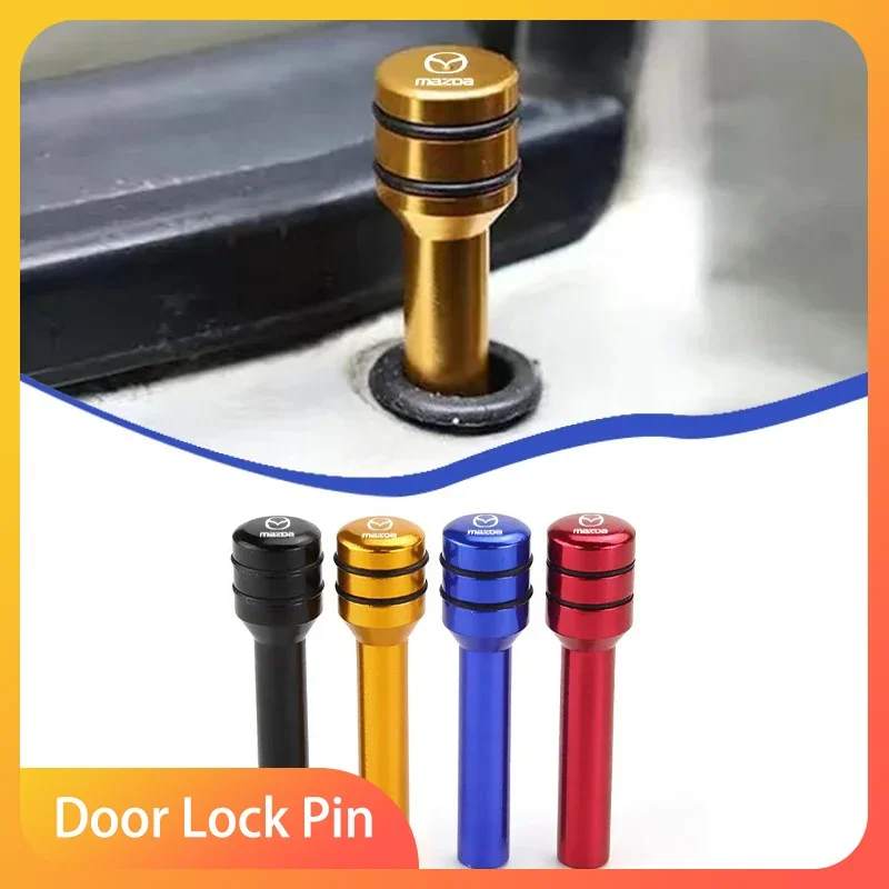 

4Pcs Car Door Lock Knob Alloy Security Insurance Pull Pins For Mazda 2 3 6 CX-3 CX-5 CX-8 MX-30 MX-5 BT-50 ATENZA ATENZA R360