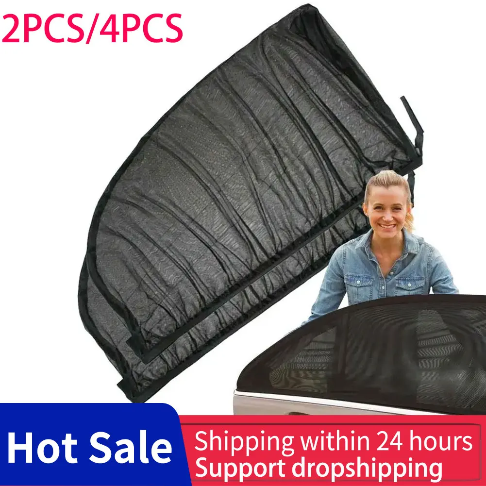 4/2pcs Car Sun Shade UV Protect Curtain Car Mosquito Net Cover Covers Front/Rear Side Window Mesh for Auto Sunshade Mesh