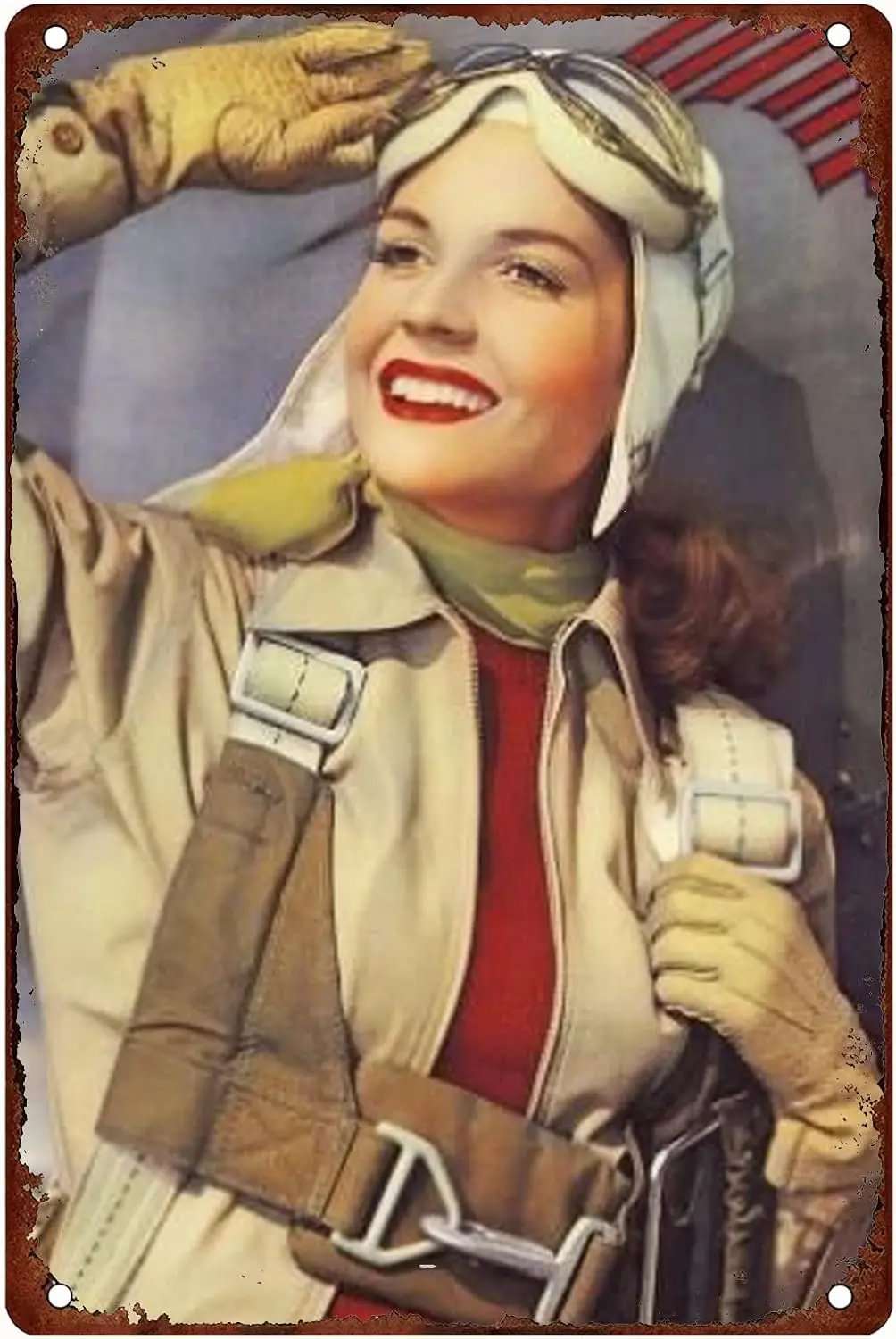 PIXELDERMA sexy girl Metal Tin Signs girl pilot Pin Up Girl retro Art Sign vintage militory Poster wall decor Home Bar Bathroom
