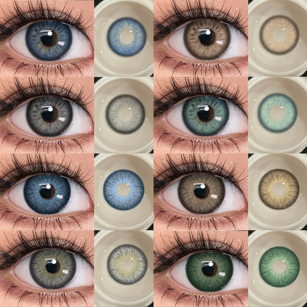 EYESHARE 1 Paar braune Farbkontaktlinsen für Augen, große Augen, natürliche Linsen, schöne Pupillen, Kosmetik, graue Linsenfarbe, Damen
