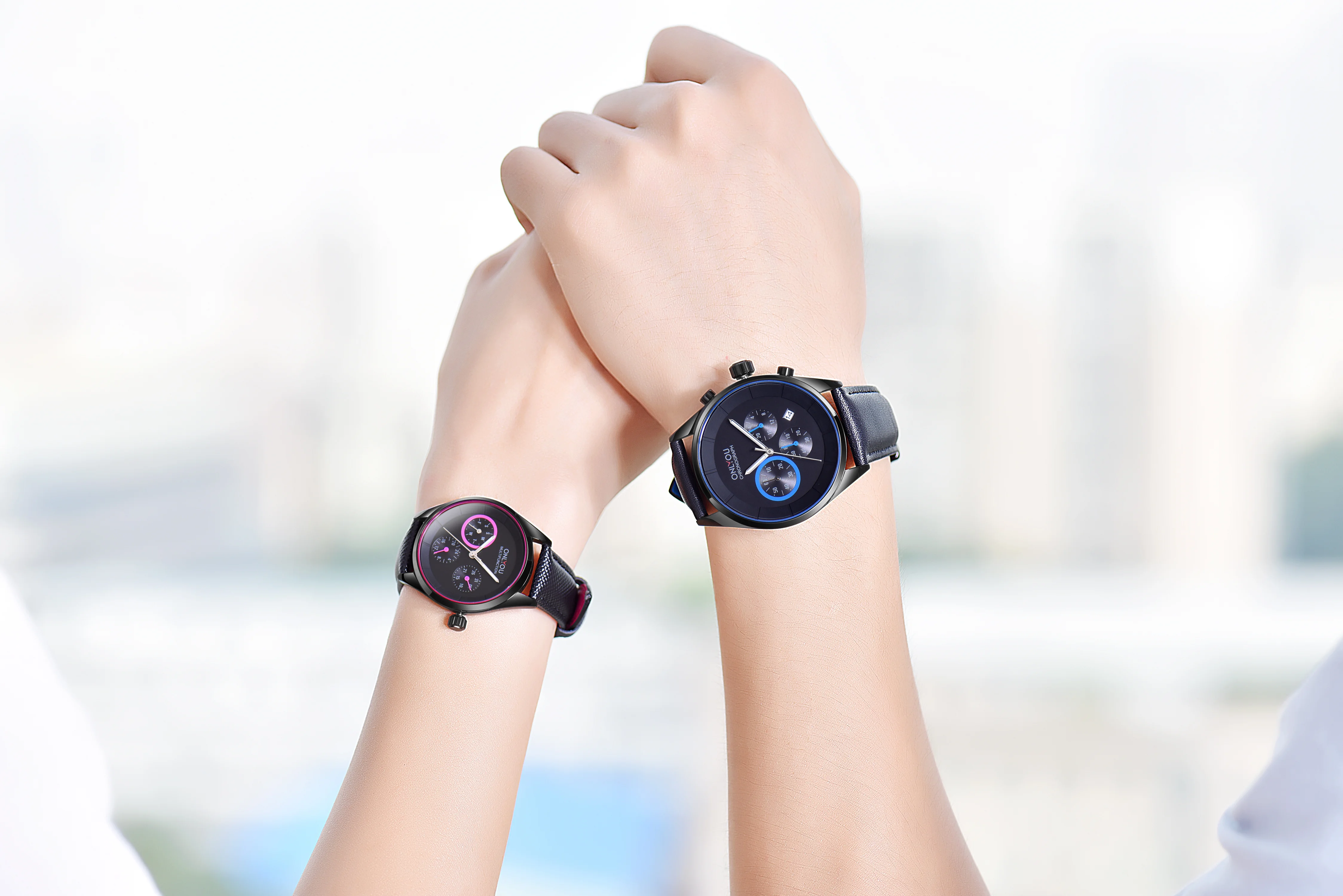 ساعة رياضية كاجوال أنيقة من ONLYOU للأزواج، ساعة يد رجالية ونسائية مقاومة للماء بحزام من الجلد الطبيعي، متضمنة صندوق الساعة