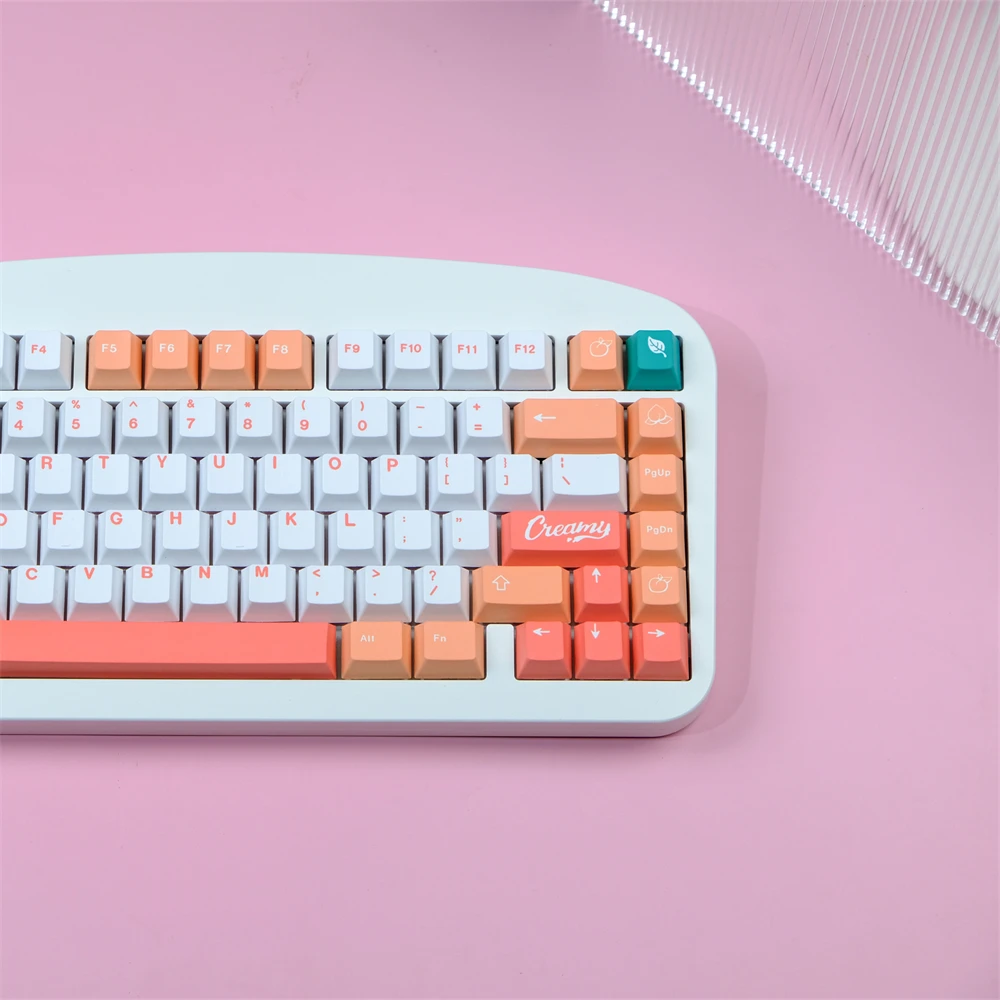 GMK Peach Keycaps, 129 teclas, PBT, sublimação de corante, perfil cereja para Gateron, MX Switch, teclado mecânico, CEREJA