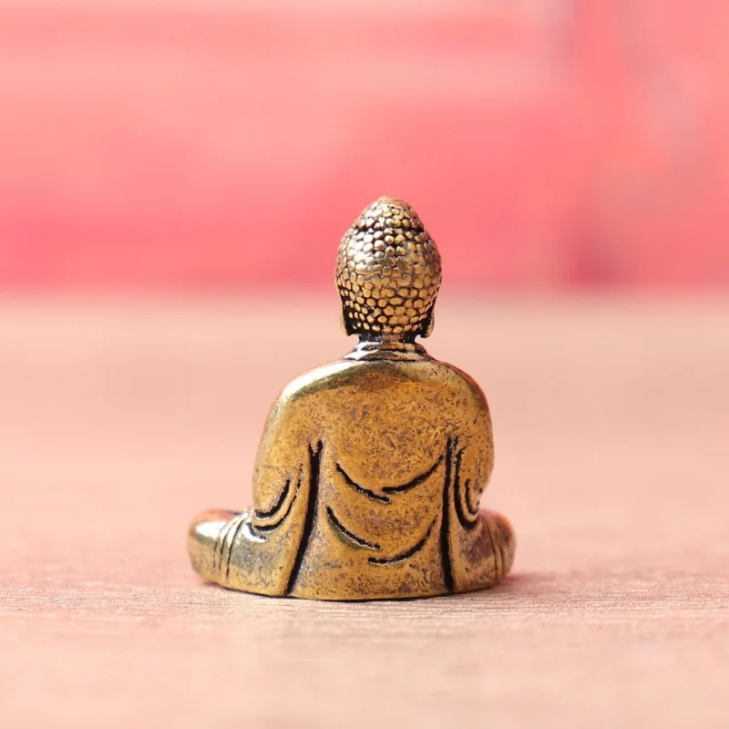Pure Brass Mini Sakyamuni Buddha Statue Home Decoration Miniature Statue Small Ornaments