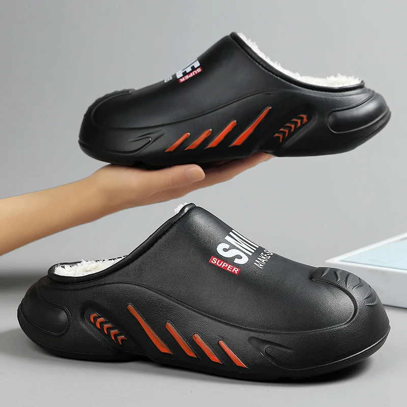 New Fashion Cotton Slippers Men Women Winter Warm Home Cotton Shoes Waterproof Garden Shoes Indoor Slip on Concise Shoes