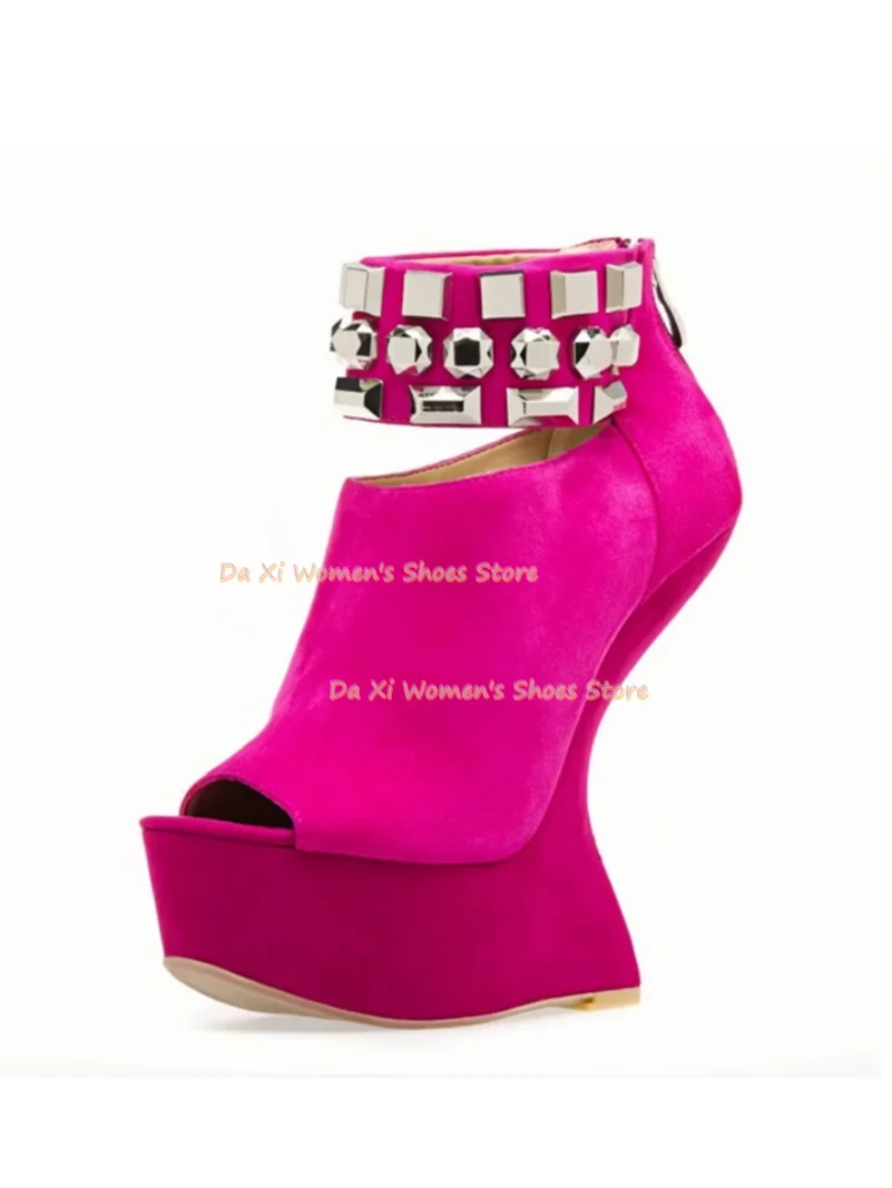 Unique Sculptural Platform Sandals Hollow Out Ankle Design Back Zipper Cross Straps Alien Heels Party Nightclub High Heel 2026