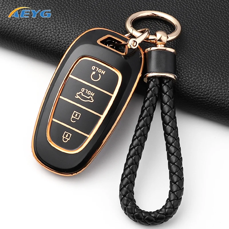 Moda macia tpu caso chave do carro capa escudo para hyundai santa fe tucson 2022 nexo nx4 atos prime solaris 2021 chave fob acessórios