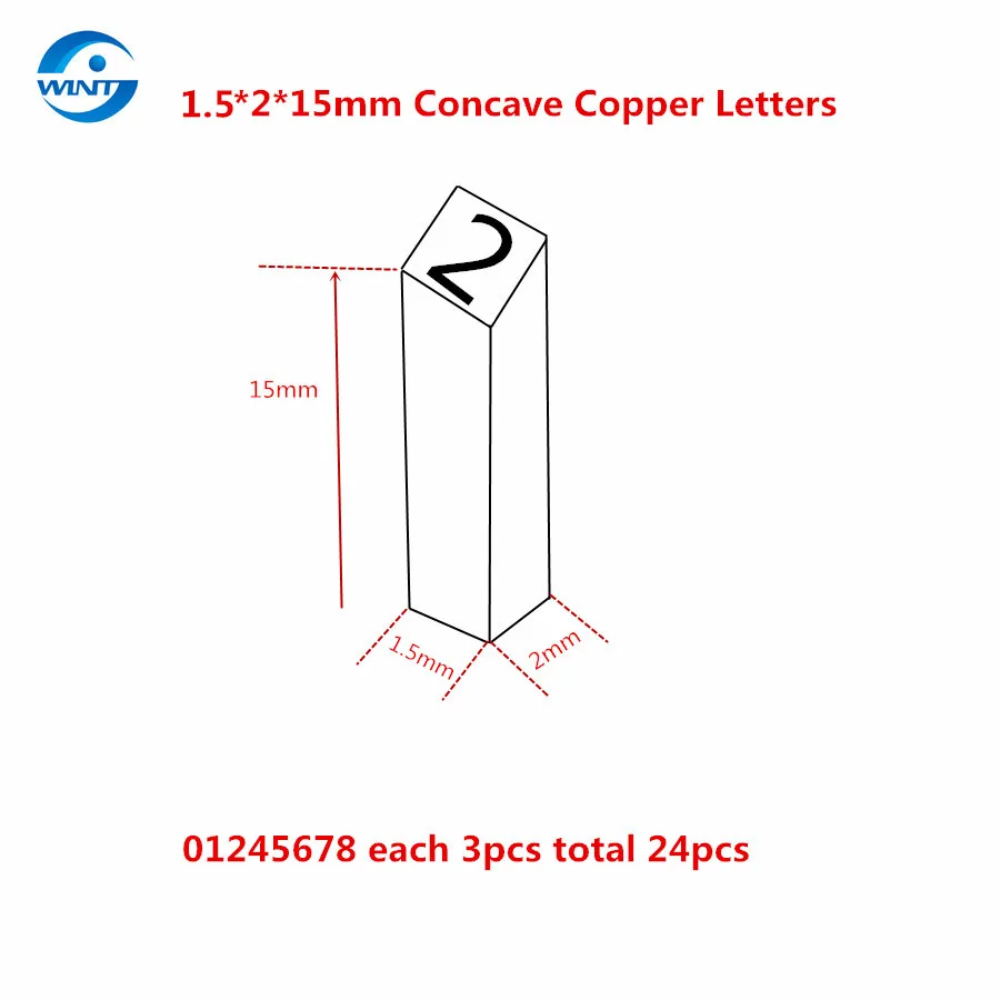 

Customized 1.5*2*15mm Hot Stamping Letters Thermal Ribbon Printing Alphabet Font For Expiration Coding Machine 01245678 3Pcs