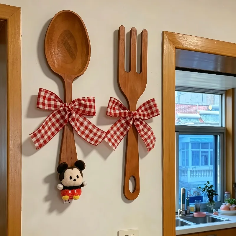 Large wooden spoon decorative ins wind kitchen pendant creative home soft decoration ornament