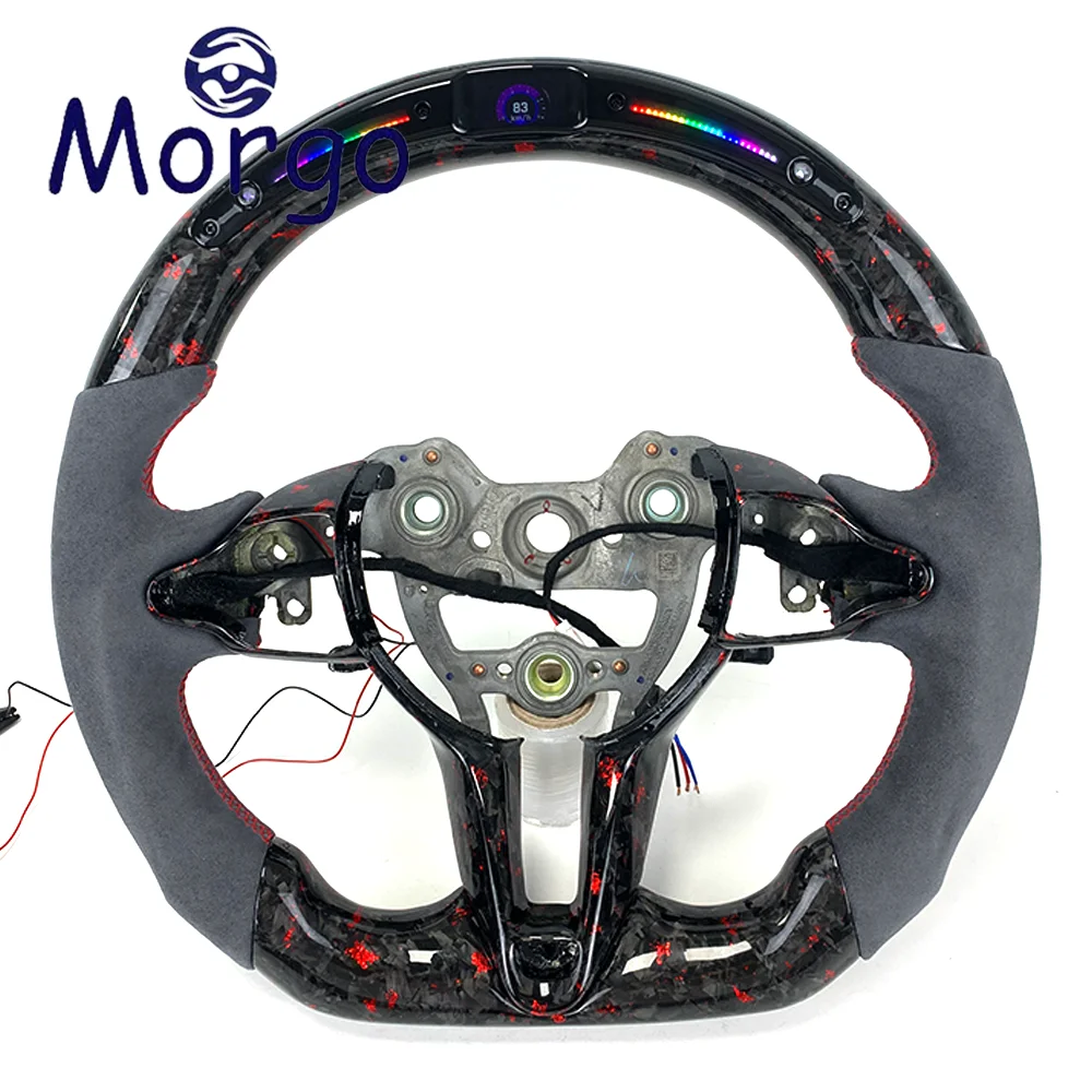 

Для I30N I20N Elantra Veloster Kona N автомобильные аксессуары на заказ настоящее кованое углеродное волокно светодиодный гоночный стиль дизайн руль