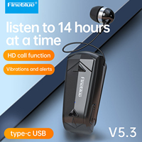 Fineblue F520 Wireless Business BT5.3 Headset in-Ear Retractable Earphone Hands-free Sport Driver Earphone Telescopic Clip on St