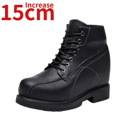 Men's Height Increased Shoes Wild Men 15cm Height Increasing Shoes Extra High Korean Super High Casual Elevator Shoes Boots Man