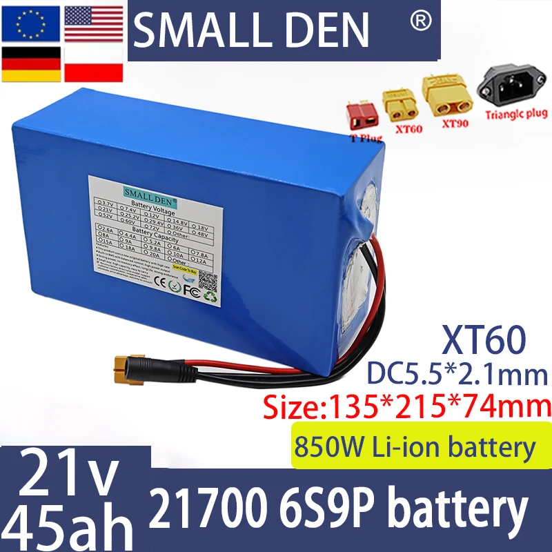 21V 45ah 21700 6S9P lithium-ion battery pack, high-power and high-capacity solar outdoor rechargeable battery pack, built-in BMS