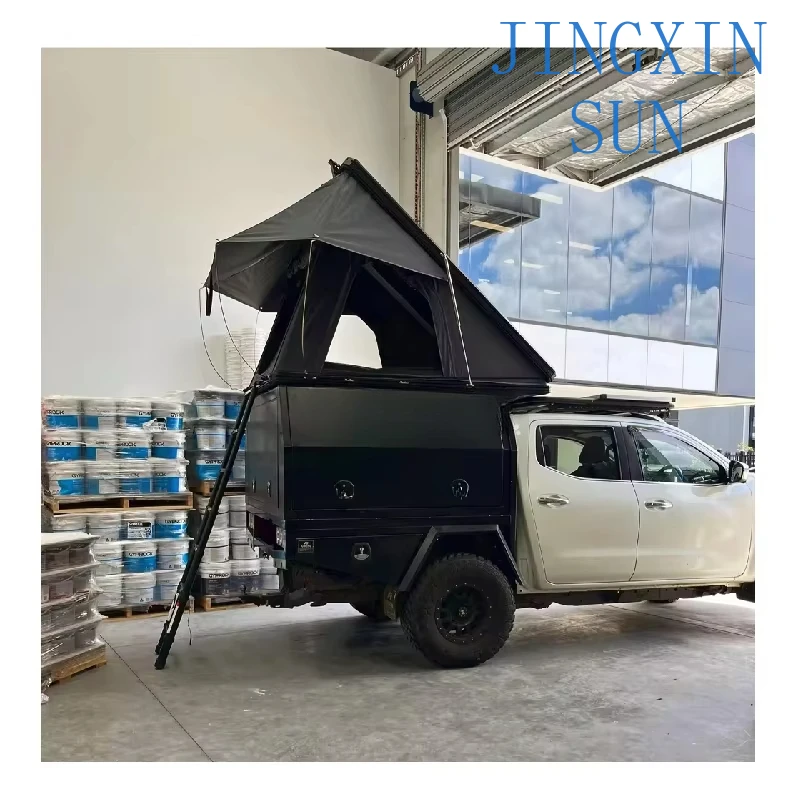 Outdoor camping waterproof 4-person SUV aluminum alloy roof tent triangular hard shell roof tent