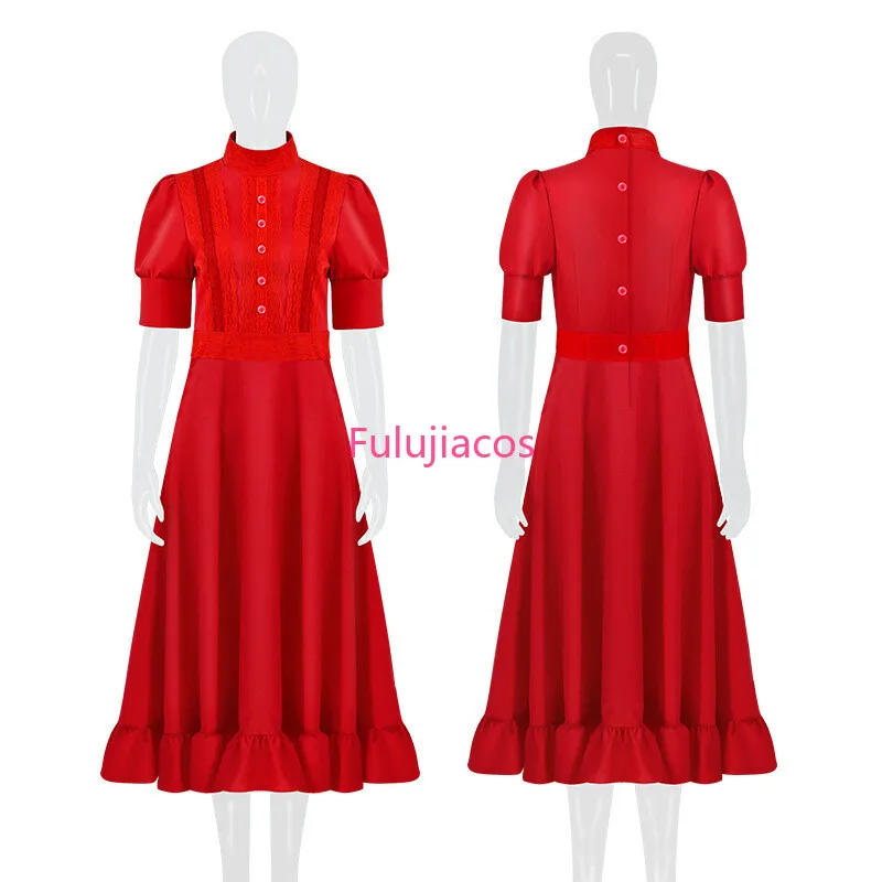 

Fulujiacos Pearl Cosplay Costume Horror Movie Dresse Halloween Party Red Dress