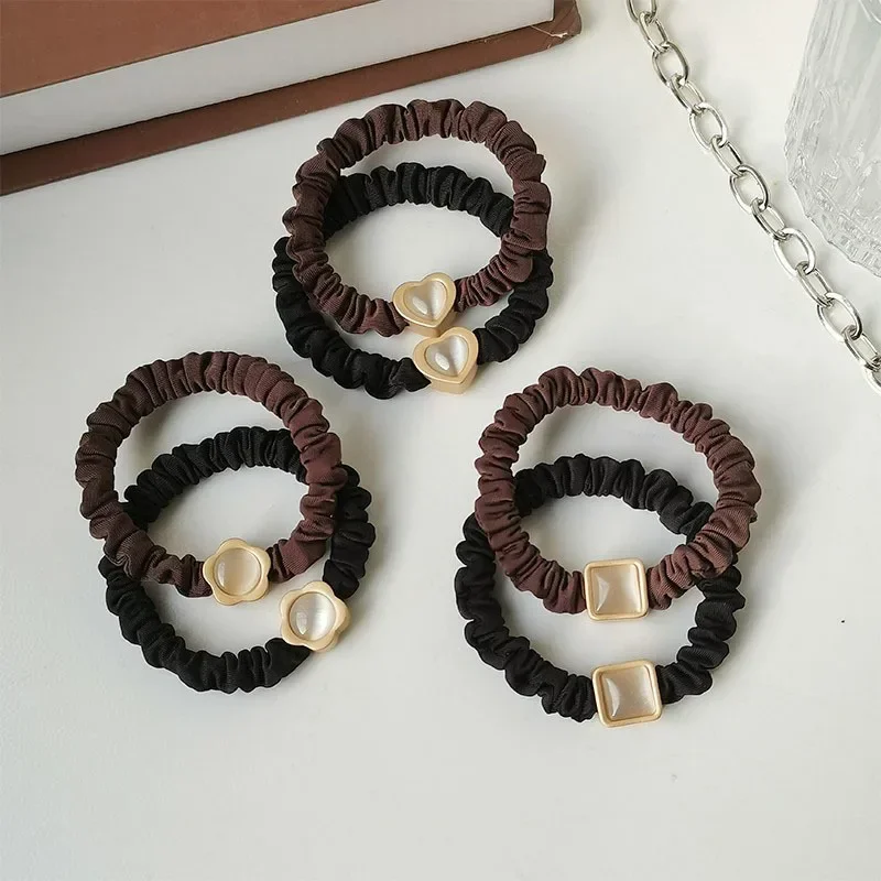 2pc New Korean Heart Rubberband Women Girls Child Elastic Hair Bands Hair Ties Rings Rope for Hair Accessories Gum Scrunchy