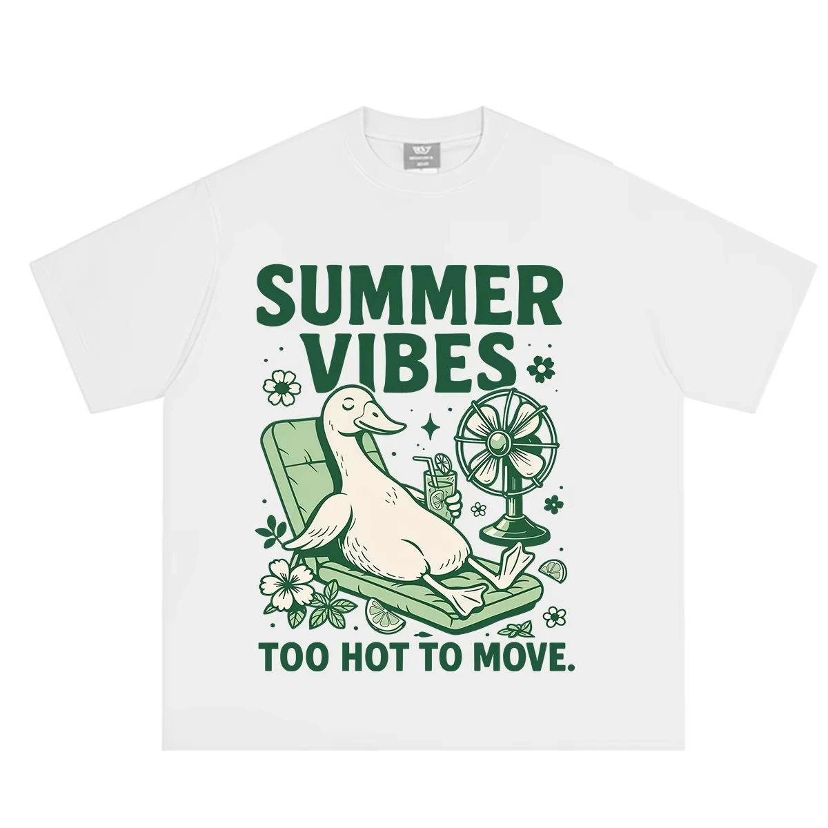 Summer Vibes Too Hot To Move Sunshine Holiday Funny Goose Graphic T-shirts Men Women Harajuku Casual Cotton Short Sleeve T Shirt