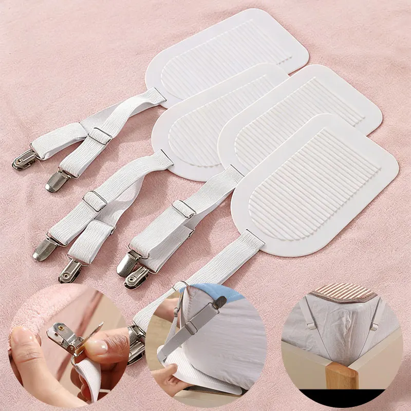 

4pcs Adjustable Non-Slip Bed Sheet Clip - Invisible Fastener with Secure Grip, No-Trace Design for Mattress, Sheet, and Mahjong