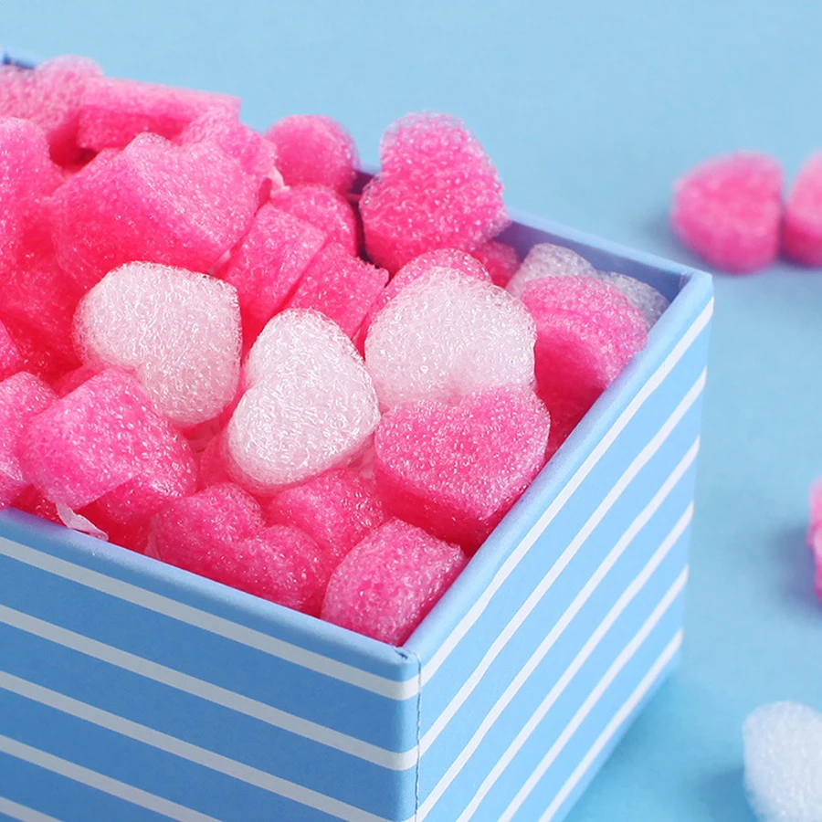 50pcs/bag Gift Box Fluffy Slime Filler Sludge Clay Pink Heart Love Beads Foam Strip Slime DIY Wedding Favors Flower Box Filler