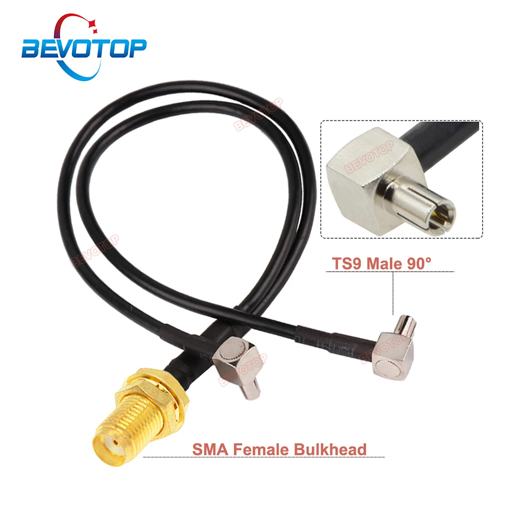 

SMA Female to Dual TS9 Male Right Angle Plug RG174 Splitter Cable V Type Splitter Combiner RF Coaxial Extension Pigtail 50 Ohm