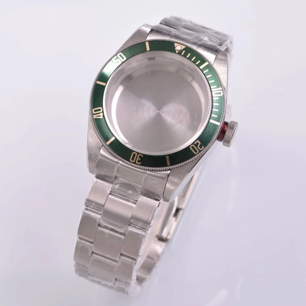 41mm sapphire glass watch case fit NH35 NH36 ETA2824 PT5000 ST2130 movement steel bracelet watch Case