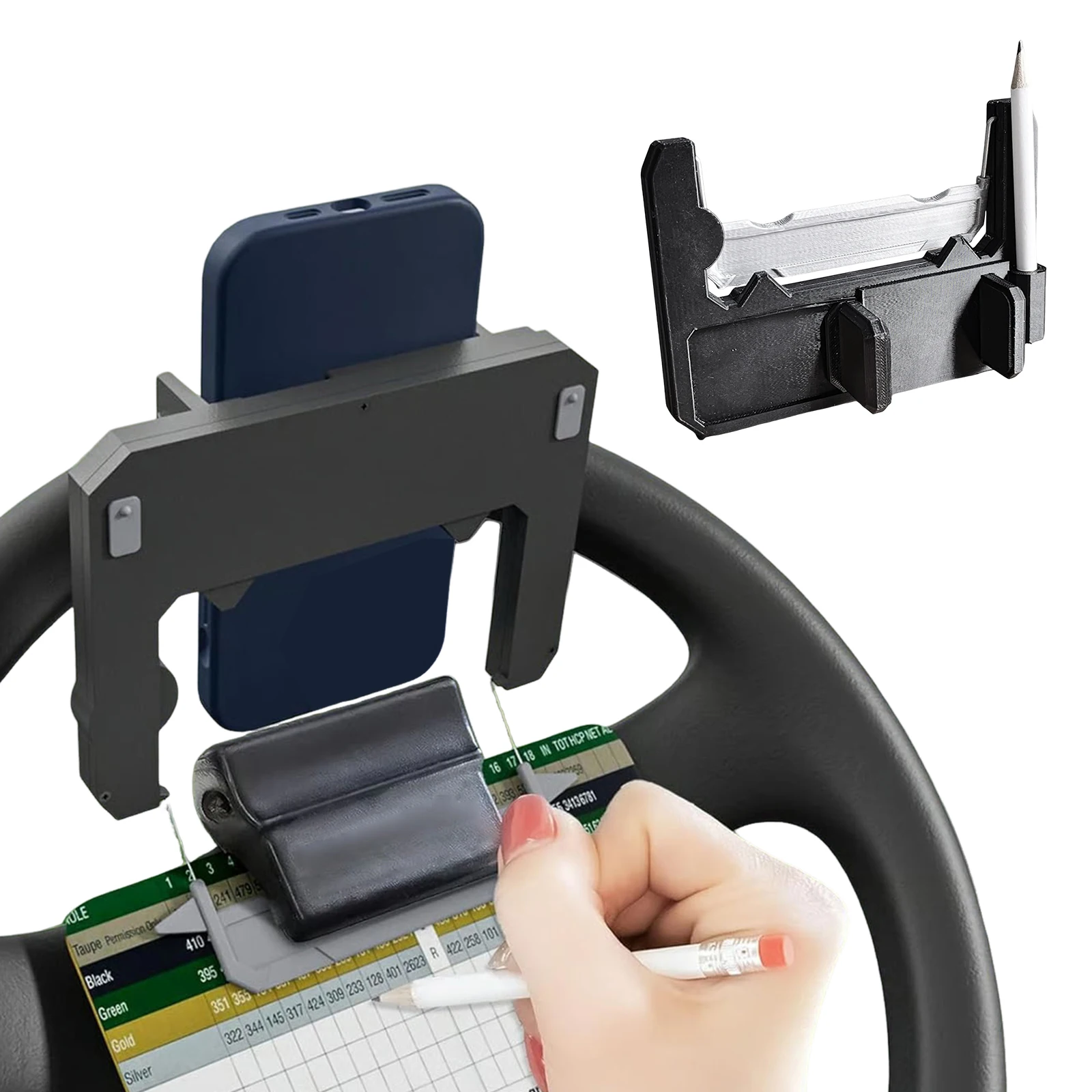 Universal Cell Phone Mount Wide 3.15in-4.72in Golf Cart Steering Wheel Phone Stand Phone Caddy Essentials Gift for Men Women