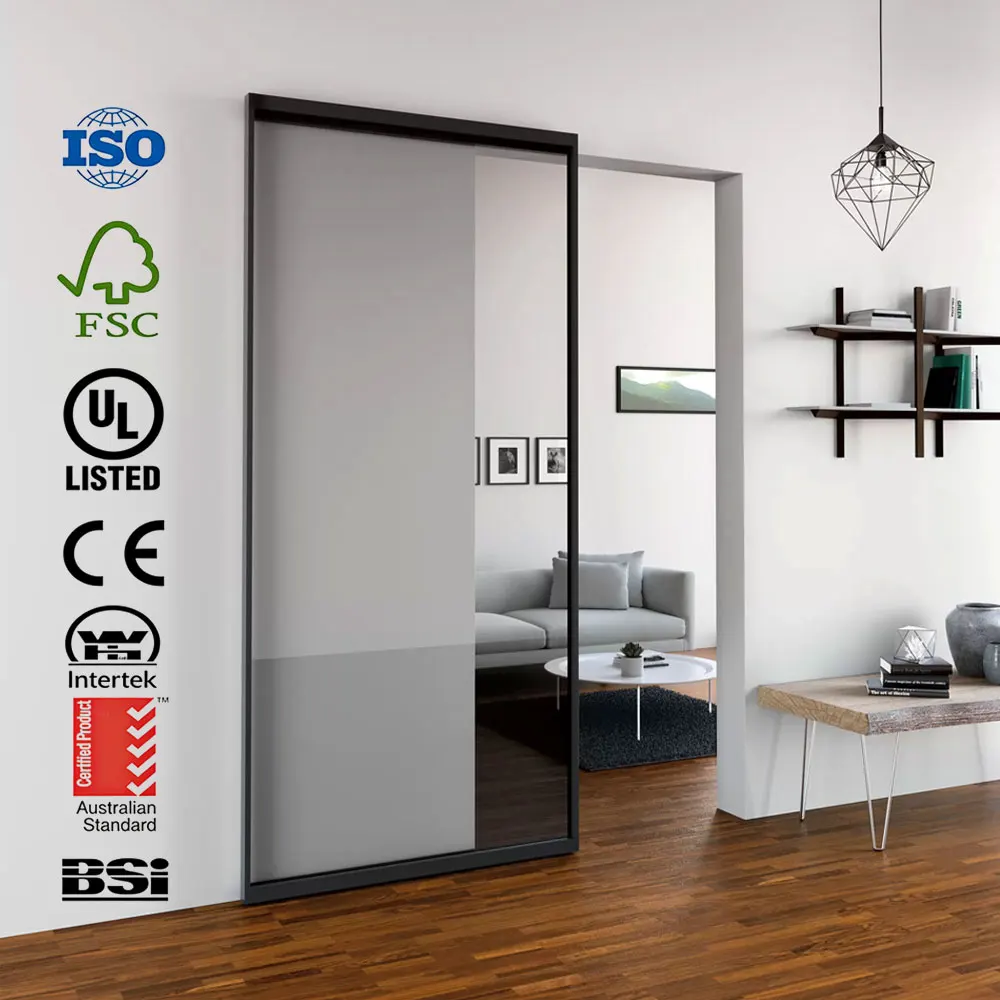 Modern Aluminum Alloy Sliding Door Soundproof Automatic Factory Direct for House Office Interior Garden Decoration Fiberglass