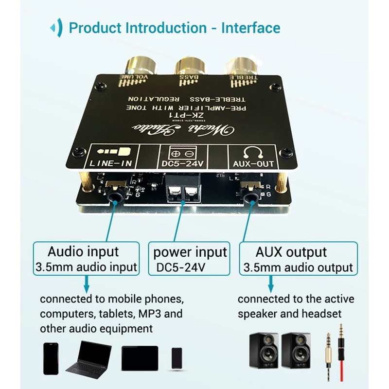 【HOT】8X بلوتوث 5.0 فك مجلس ثنائي القناة ستيريو منخفضة الضوضاء عالية ومنخفضة لهجة ما قبل وحدة مكبر للصوت مجلس ZK-PT1