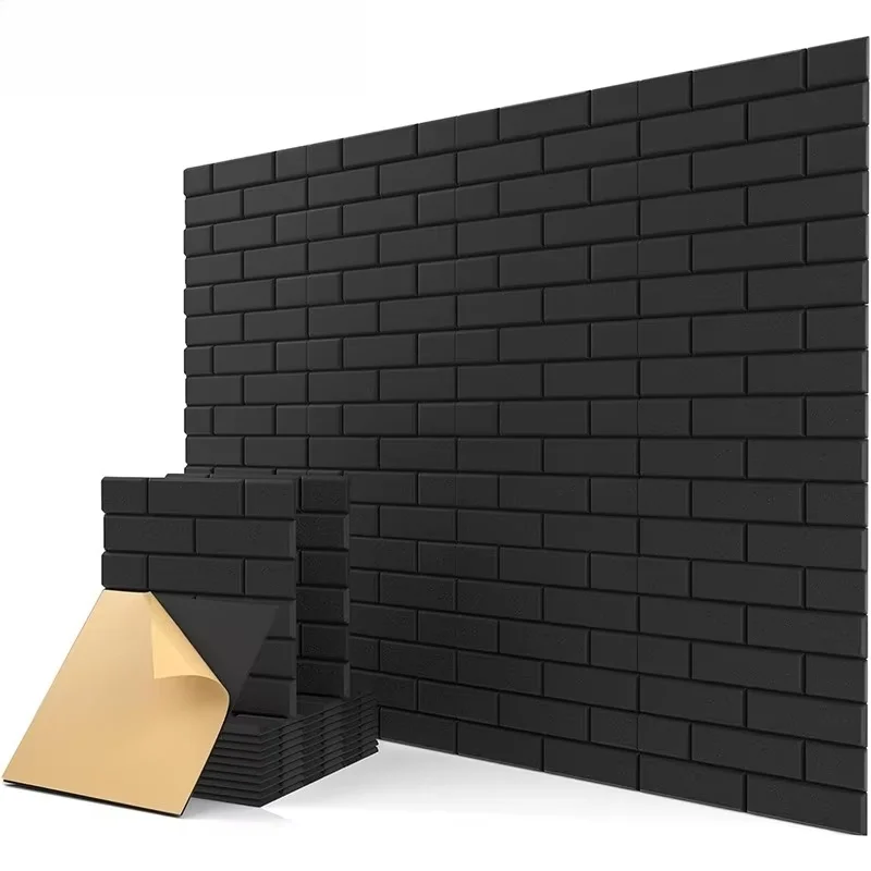 Self Adhesive Felt Soundproof Wall Decoration Faux Brick Acoustic Panels Wall Stickers Sound Absorption Wall Sticker 11.8*11.8in