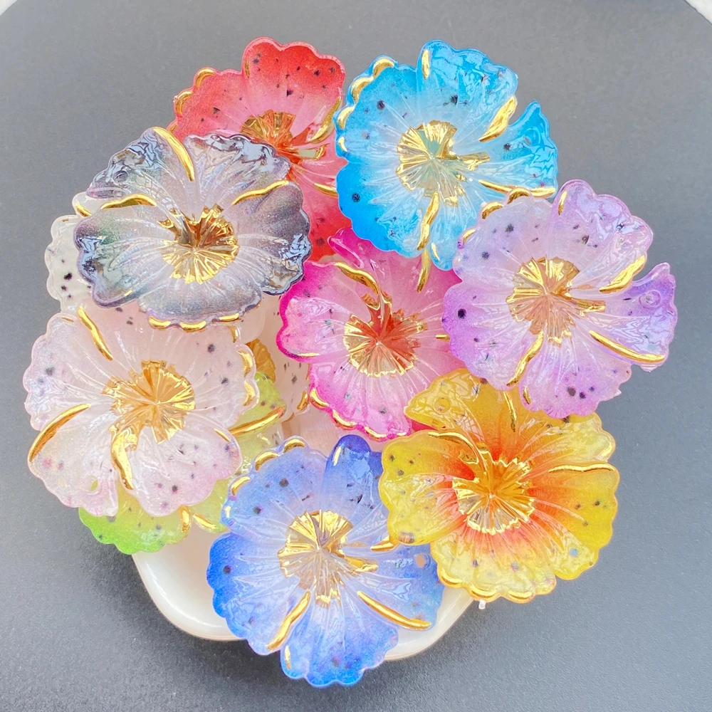 10PCS Mixed acrylic colored flowers with a hole With for Scrapbooking, Wedding Decor & DIY Jewelry Making Accessories