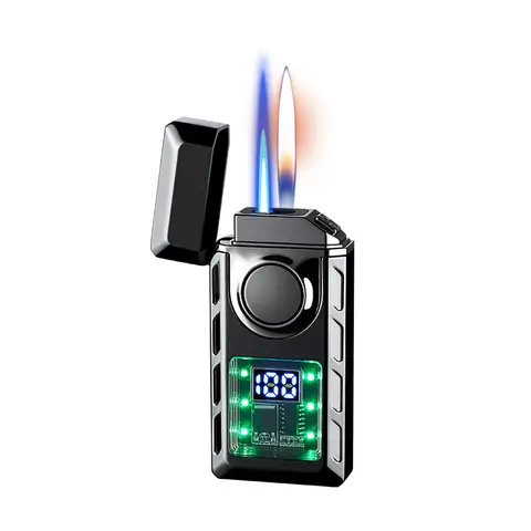 Rechargeable Piezo Pulse Windproof Cigar Cigarette Lighter Jet Butane Torch Gas Two Types Flames Lighters Smoking Accessory