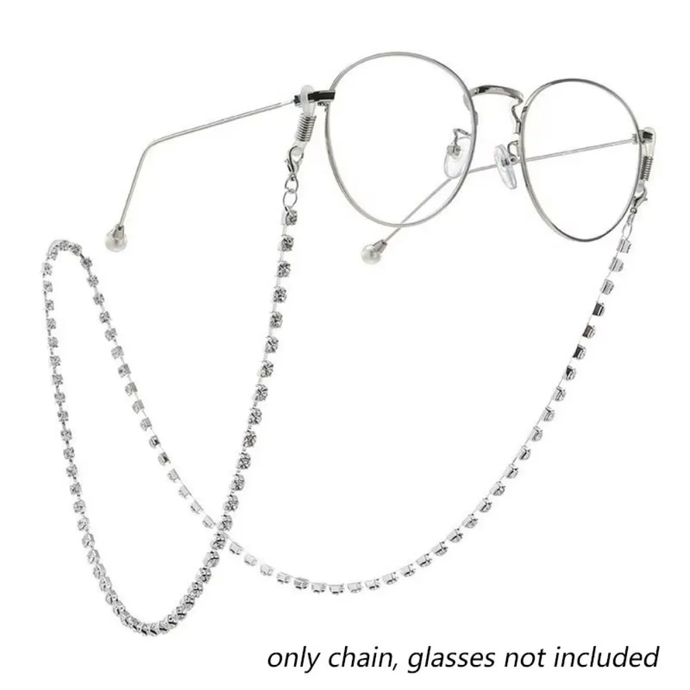 1Pcs 72cm Sunglasses Chain Lanyard Metal Rhinestone Eyeglasses Chain Holder Non Slip Crystal Beads Glasses Hanging Rope