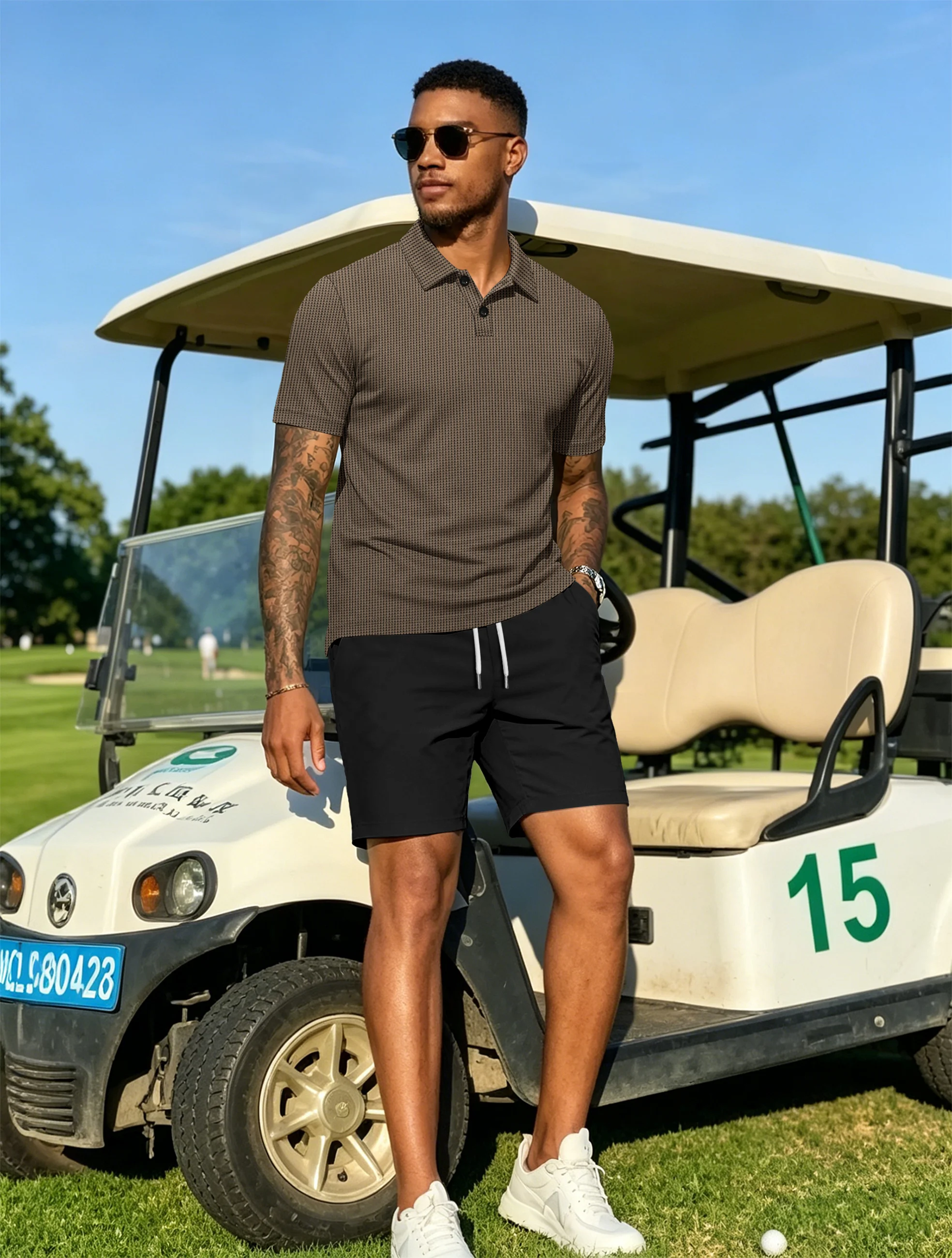 2026 New Men's Spring Summer casual daily Shorts Set outdoor travel lapel short-sleeved Shirt drawstring Shorts two-piece Set view 6
