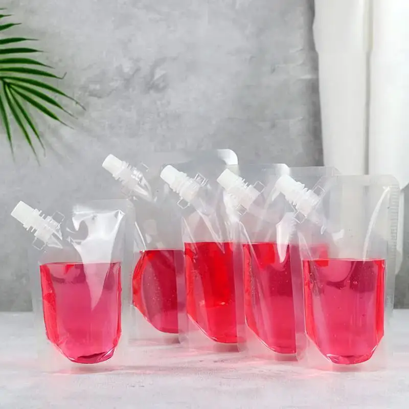 30pcs~10pcs Plastic Stand Up Drink Bag Travel Drink Spout Pouches Transparent Nozzle Bag Outdoor Travel Juice Storage Bags