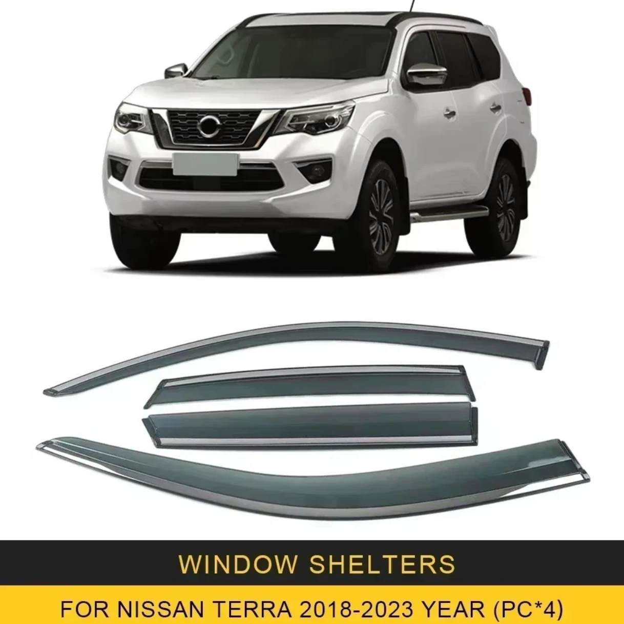 

Chrome Strips Rain Guards for NISSAN Terra 2018-2024 Wind Deflectors Door Visor Vent Shades Ventvisor Window Visor Accessories