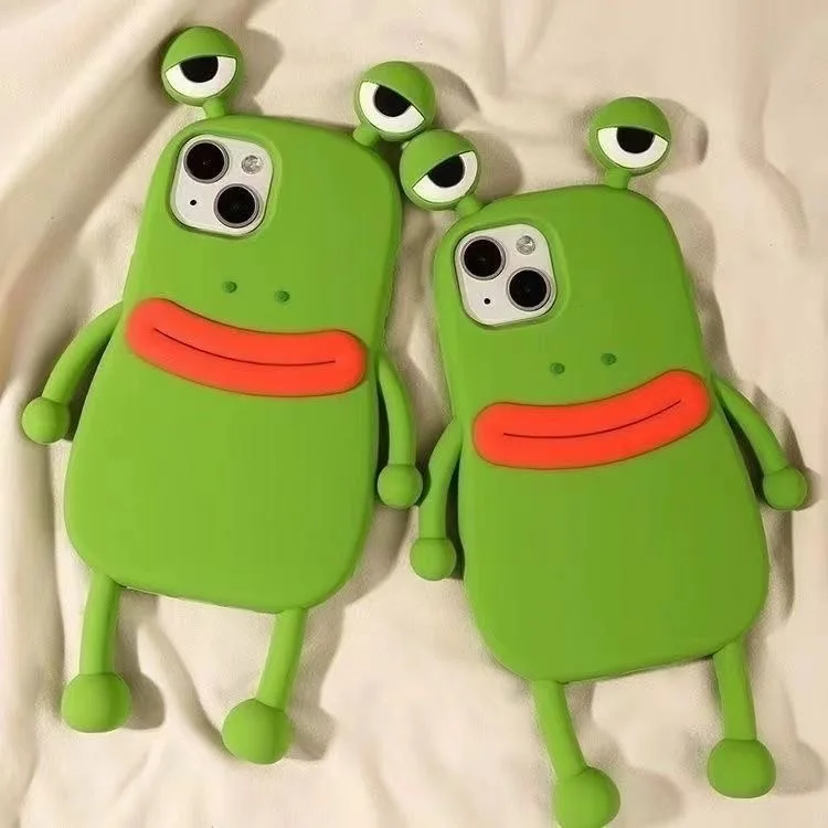 Funny Cute 3D Frog Soft Silicone Case protection For iPhone 14 13 11 12 15 16 17 Pro Max 6 7 8 Plus X XS Max Coque