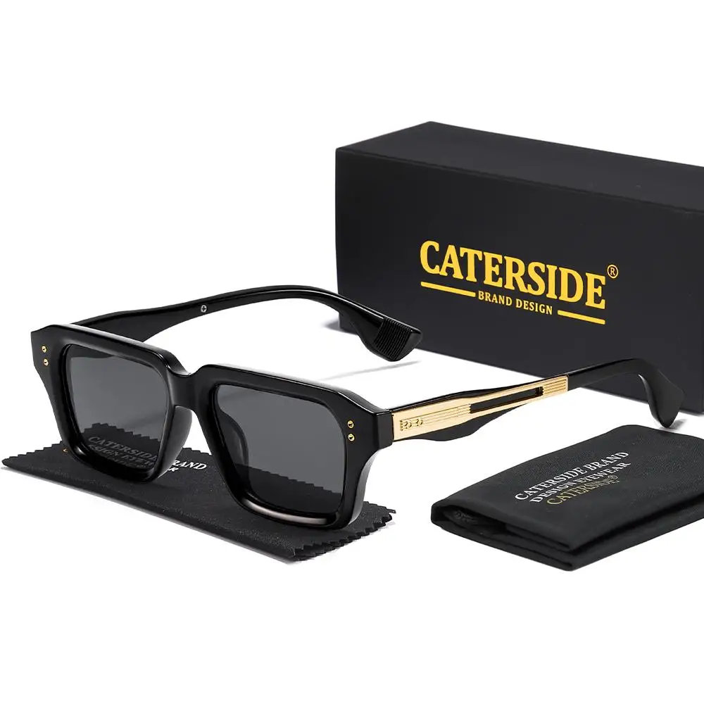 CATERSIDE Neue quadratische Sonnenbrille für Herren, Premium-PC-Rahmen mit Metallbügel, UV400, für Damen, Retro-Mode, Fahrdekoration, Brillen – Detail 14