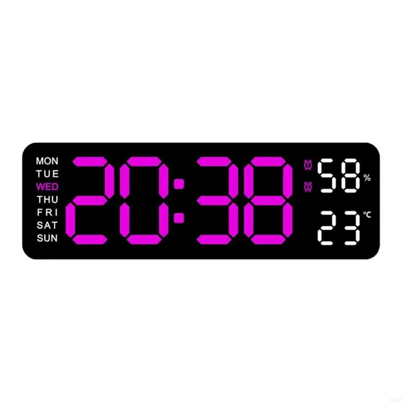 NONE 62 Große digitale Wanduhr 9 -Zoll -LED -Wecker Großbildscheibe Kalendertemperatur 6