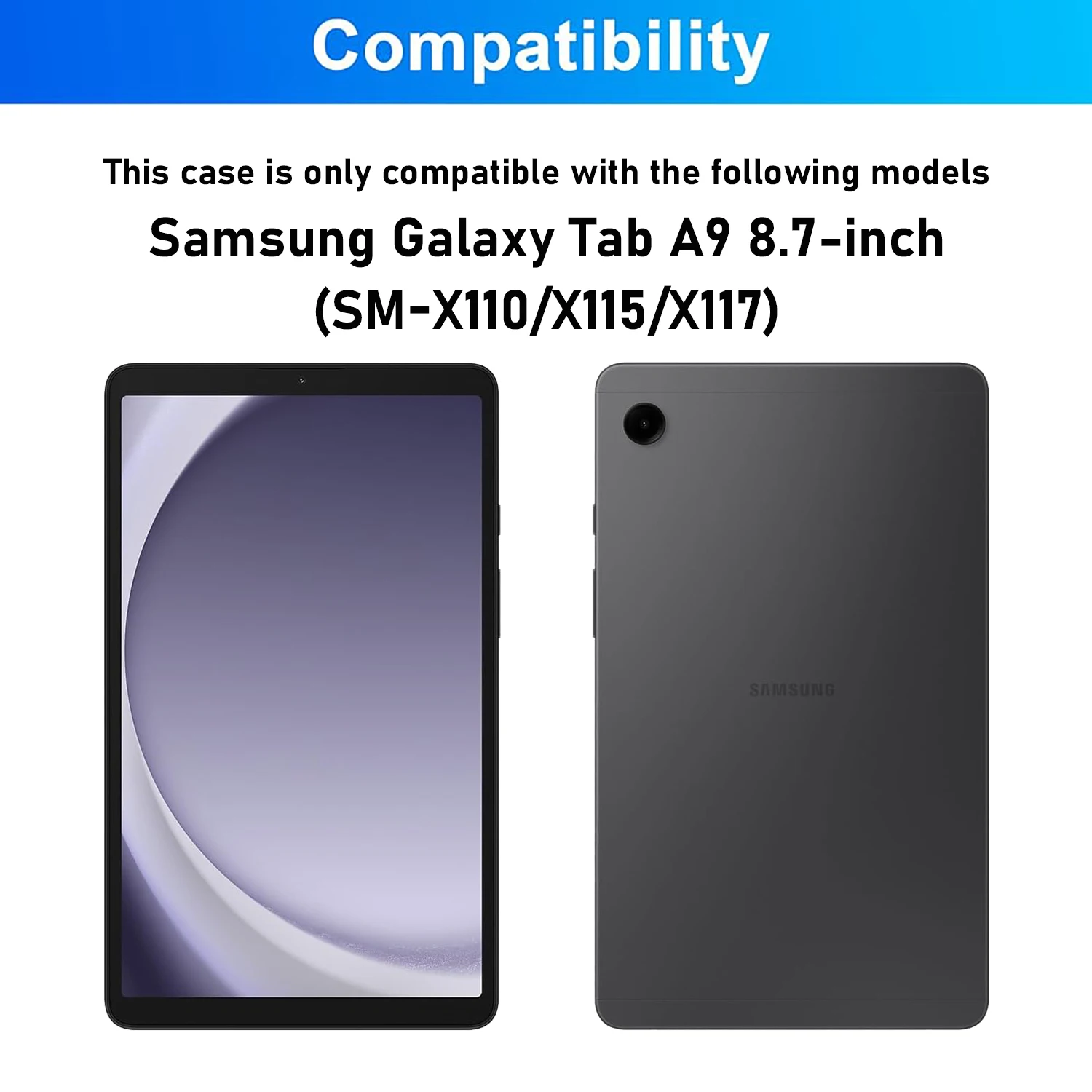 For Samsung Galaxy Tab A9 8.7-inch Case, Keyboard Case for Samsung Galaxy Tab A9 8.7-inch SM-X110/X115/X117