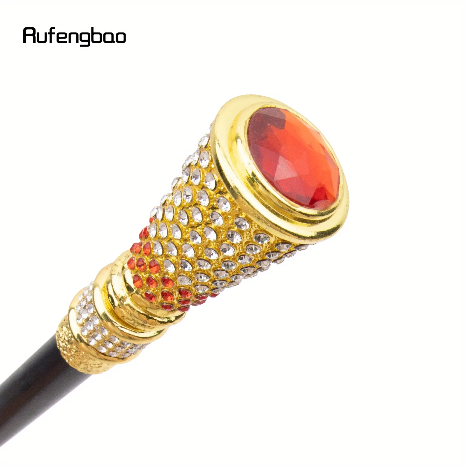 Gouden Oranje Kunstmatige Diamant Riet Mode Stok Gentleman Elegante Cosplay Riet Knop Crosier Prestaties Podium Riet 94cm
