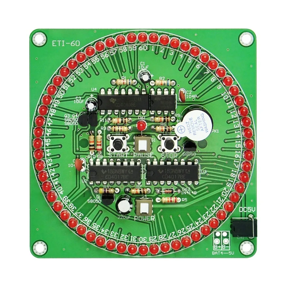 Durable Plastic Electronic Timer Kit Green Red 60 Second Soldering Practice Timer Copper Electronic Board Ki Electrician