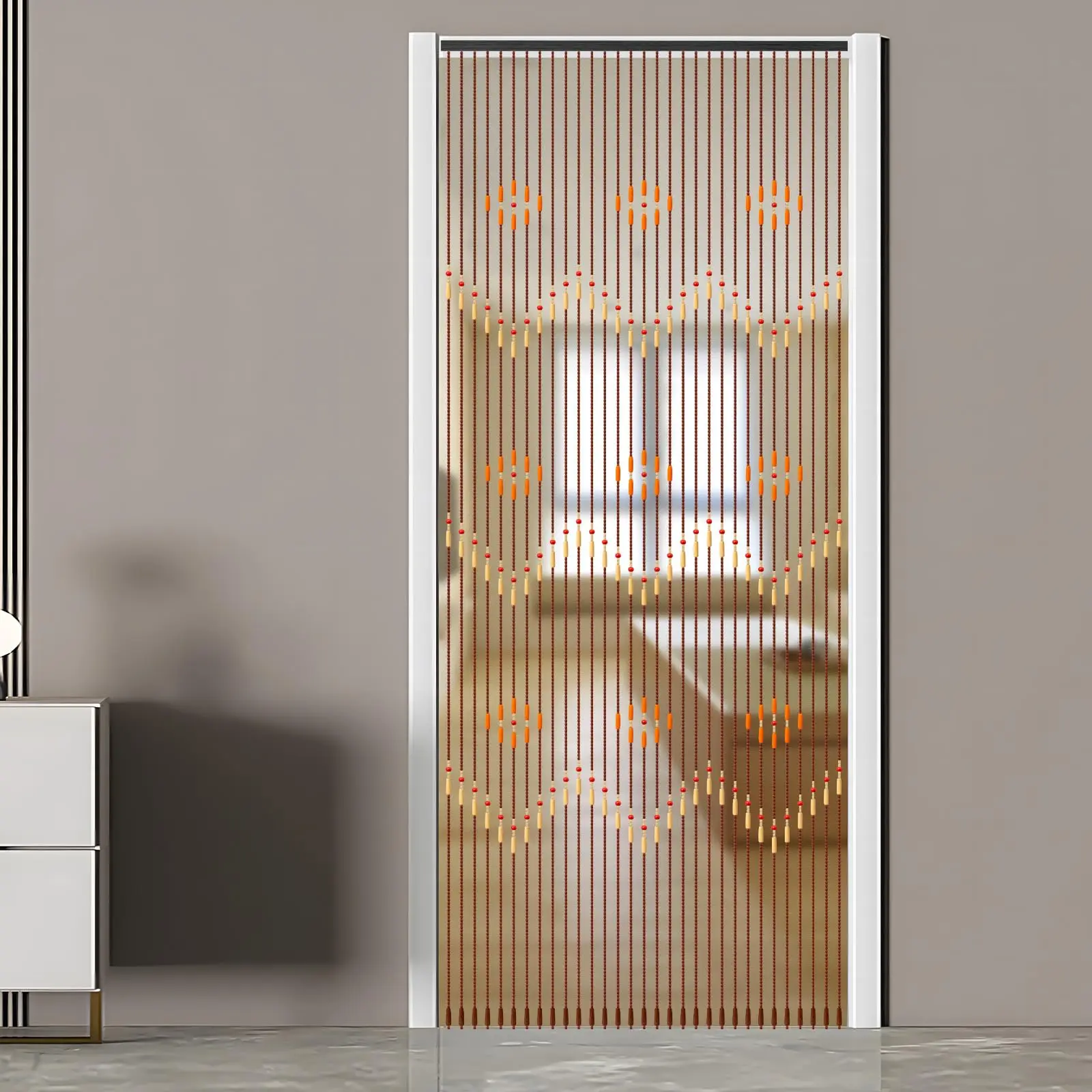 

Wood Beaded Curtain for Doorway, 31 Lines Wooden Bead Curtain, 35.4X86.6 Inch Strands Door Beads Curtains, Doorway String Door Curtain