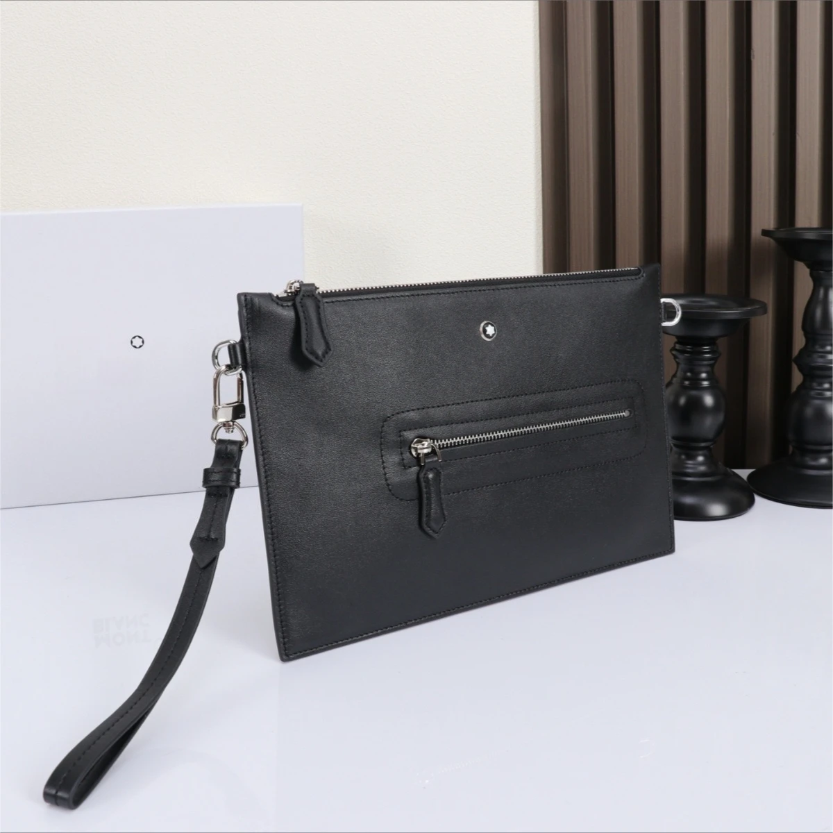 حقيبة كلاتش رجالية فاخرة، محفظة كاجوال للأعمال، حقيبة يد من الجلد الناعم باللون الأسود الناعم #2